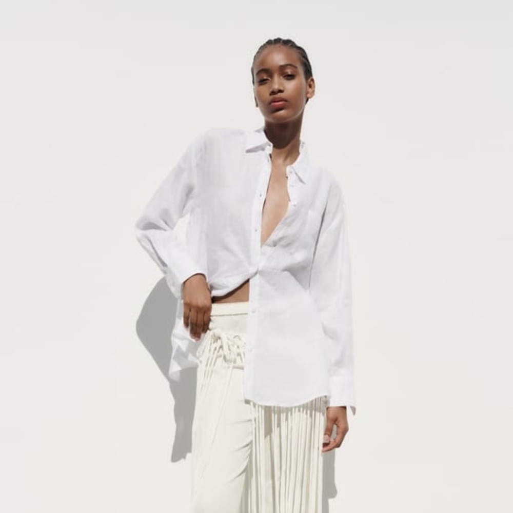 NWT Zara Open Back Linen Shirt - XXL
